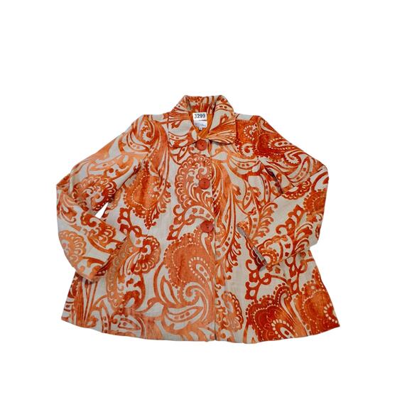 Y2K Vintage Velvet Burnout 3 Sisters Womens  size XL Button Paisley Fall Jacket - Picture 3 of 16